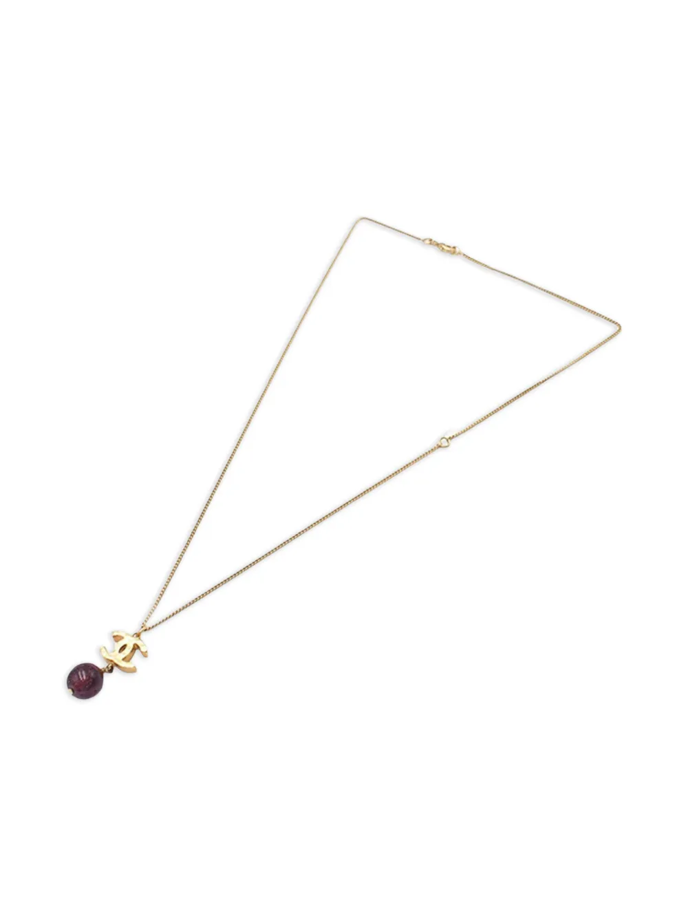 CHANEL Pre-Owned 2011 Gold Plated CC Bead Drop Necklace costume necklace - Rosso