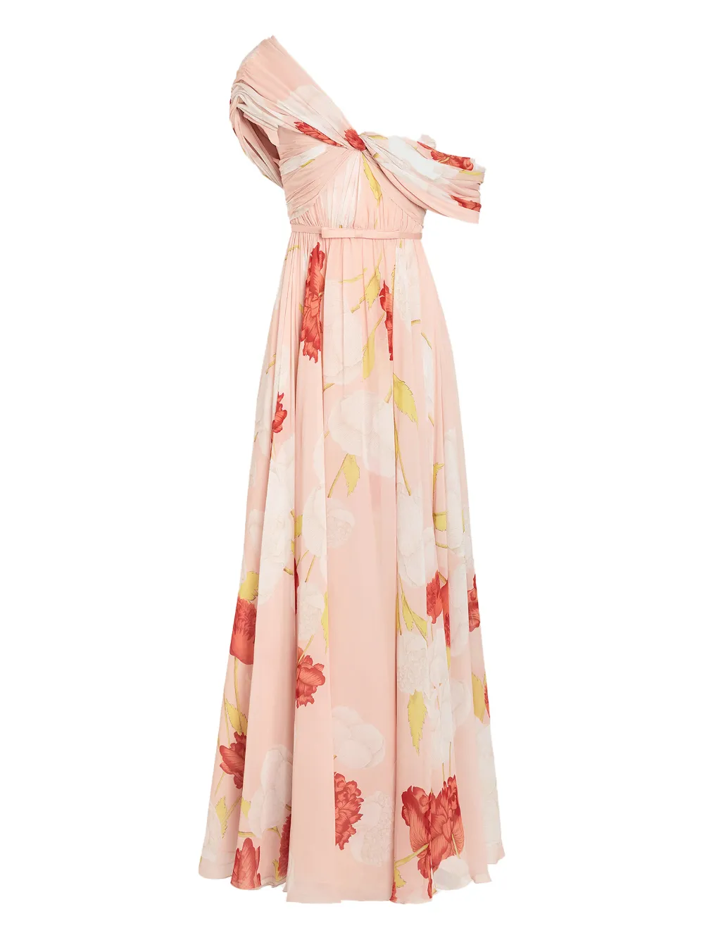 Giambattista Valli Abito lungo monospalla a fiori - Rosa