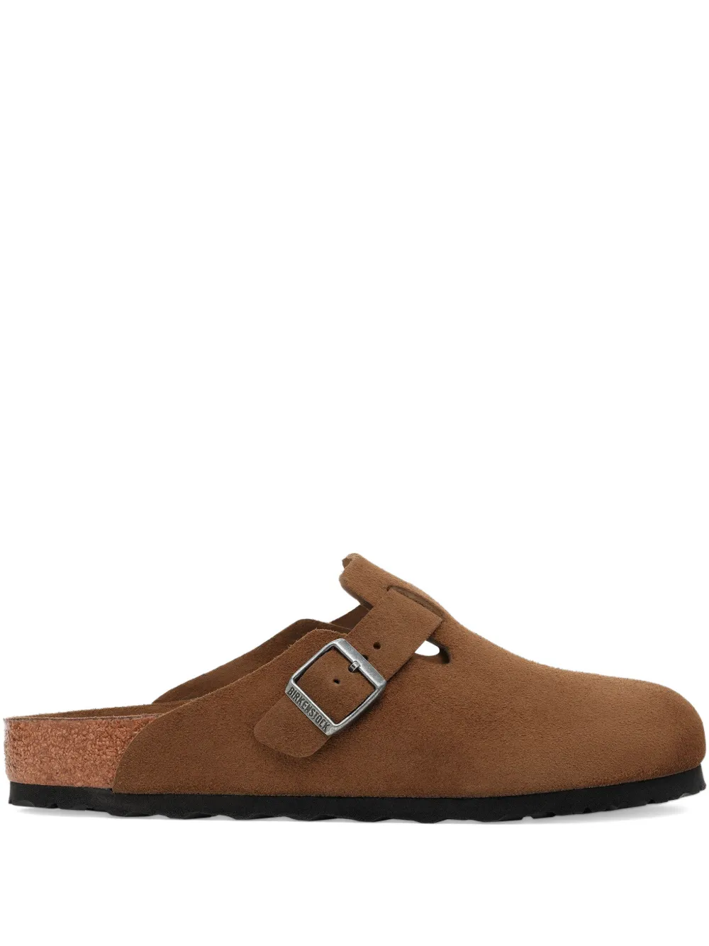 Birkenstock Boston Buckle Suede Mules In Brown