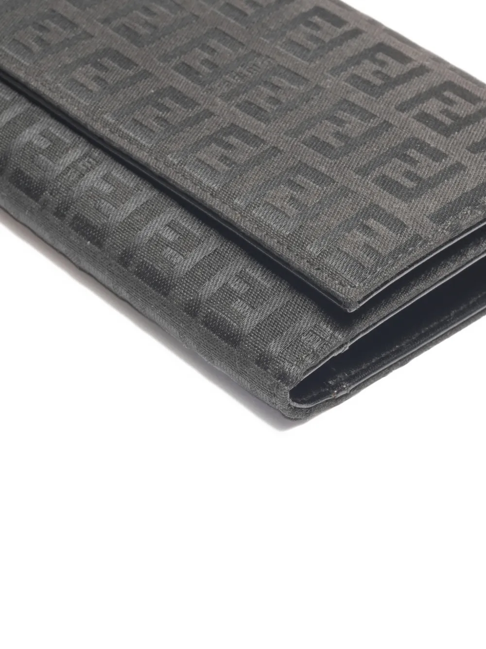 Pre-owned Fendi 2000s Zucchino Canvas Wallet In Gray