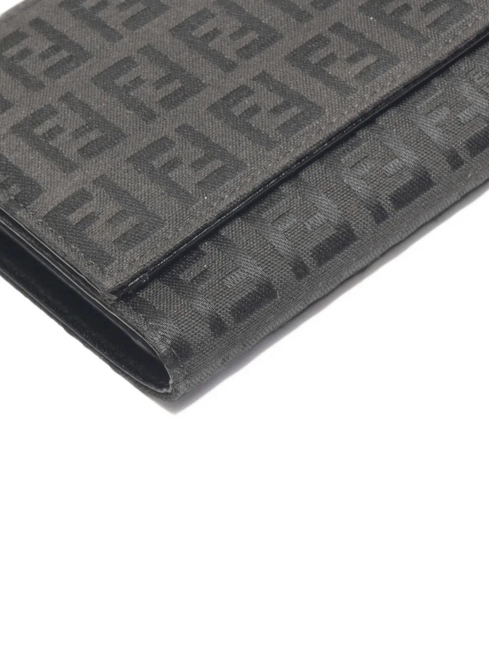 Pre-owned Fendi 2000s Zucchino Canvas Wallet In Gray