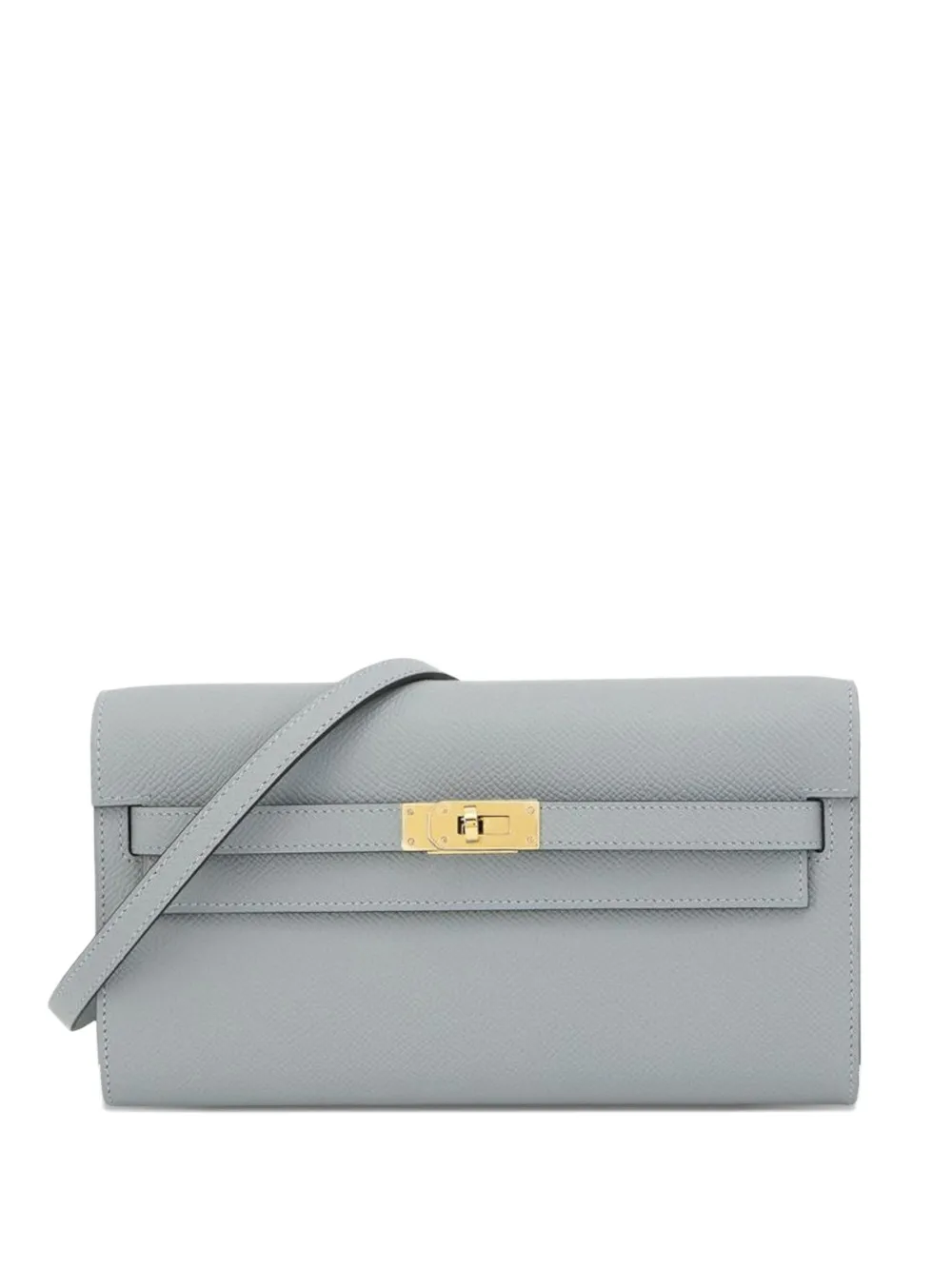 Pre-owned Hermes 2025 Epsom Classique Kelly To Go Wallet Crossbody Bag In Gray
