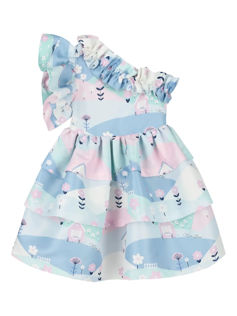MAMA LUMA KIDS ruffled satin dress - Blu