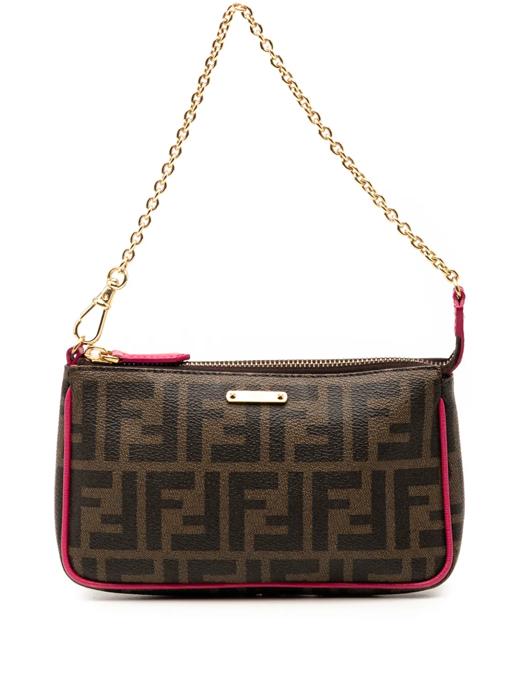 Fendi Pre-Owned 2010-2025 Zucca Spalmati Chain Pochette shoulder bag - Marrone