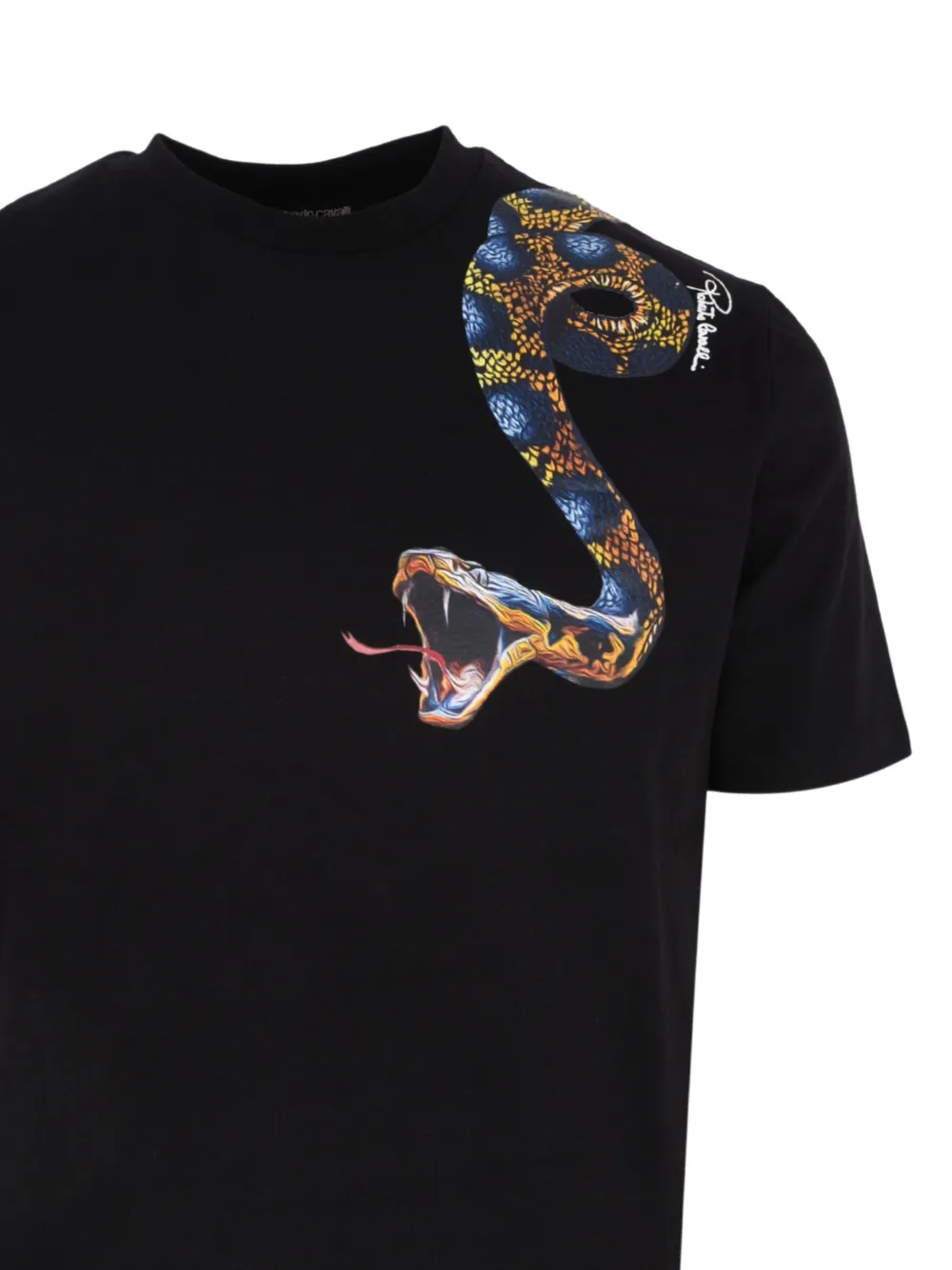 Roberto Cavalli T-shirt met slangenprint Zwart