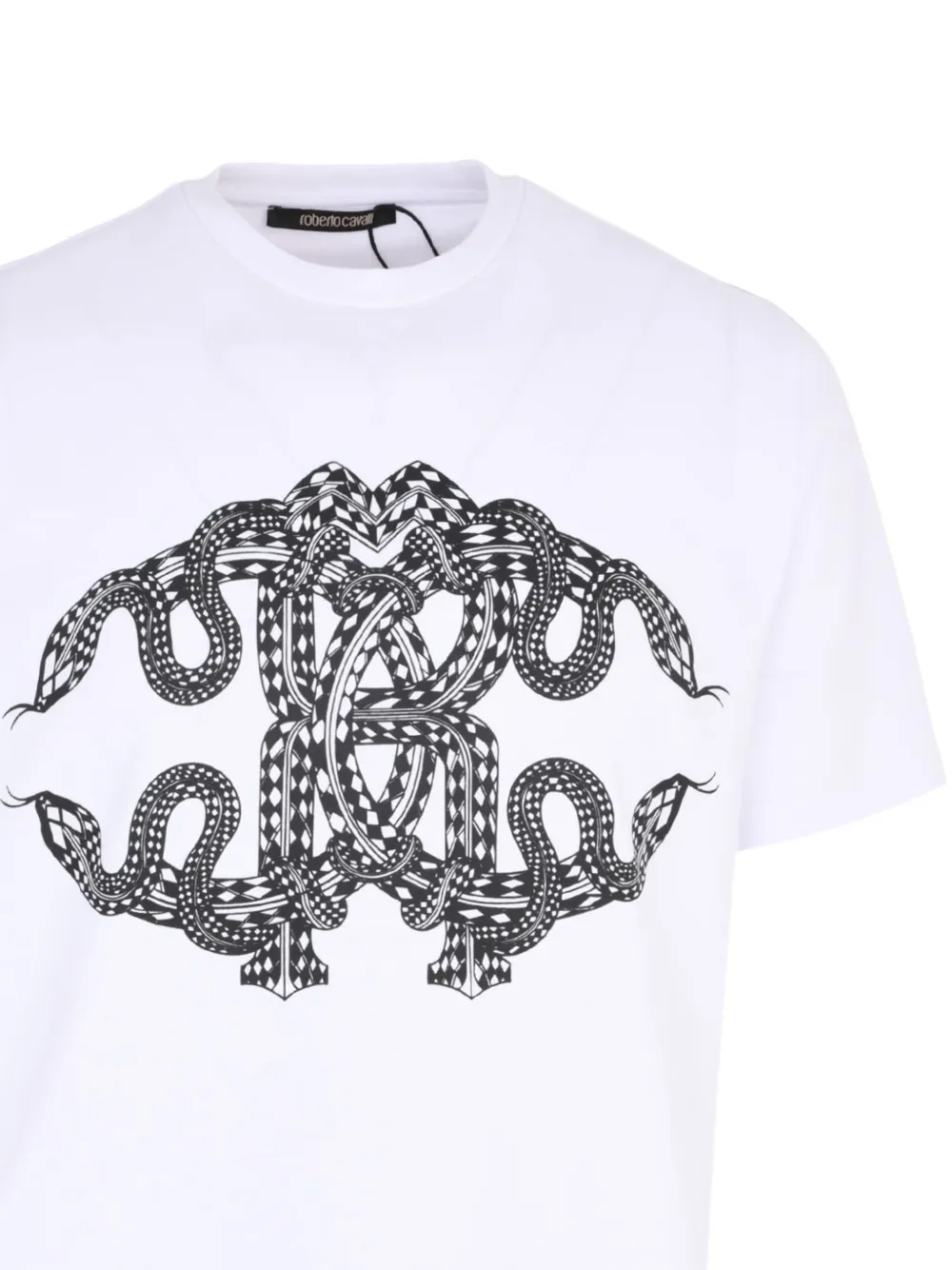 Roberto Cavalli T-shirt met slangenprint Wit