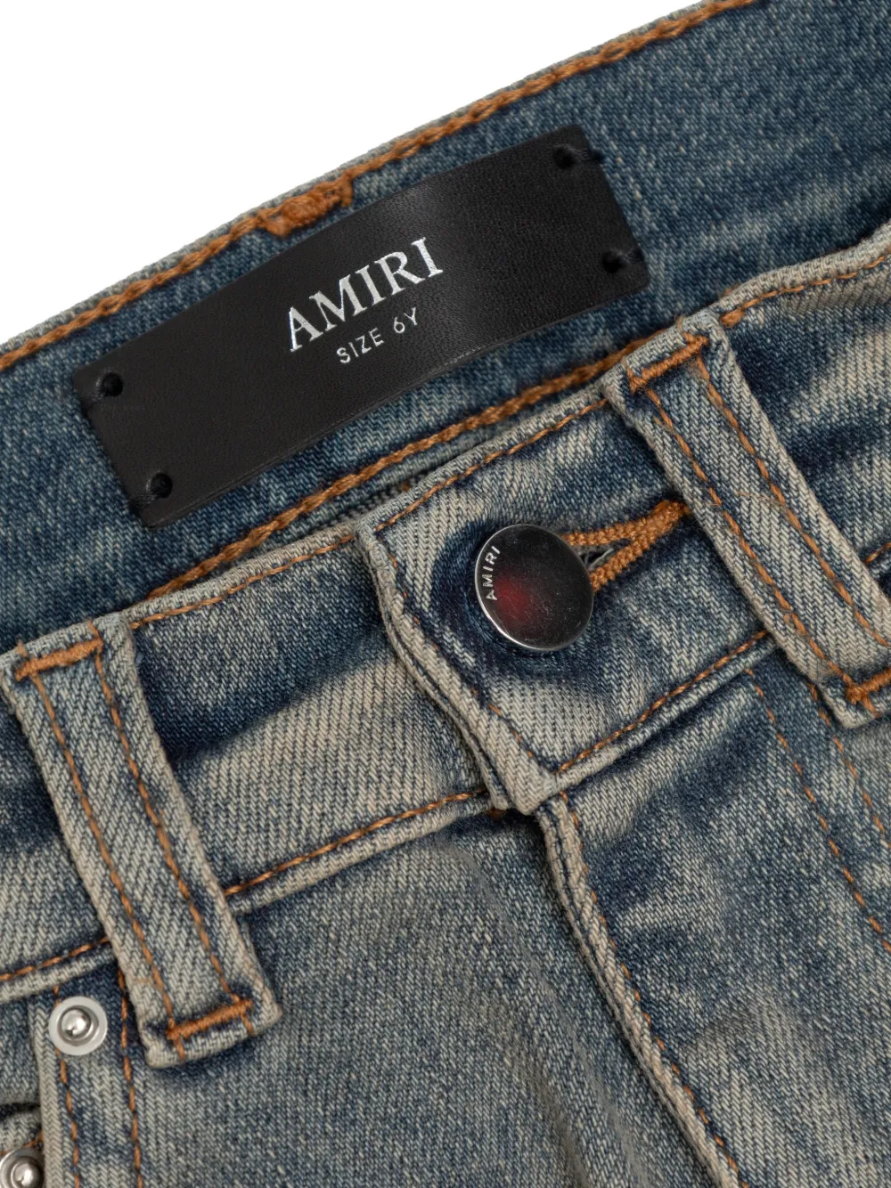  Amiri Kids Bone Appliqué Jeans - Blue 