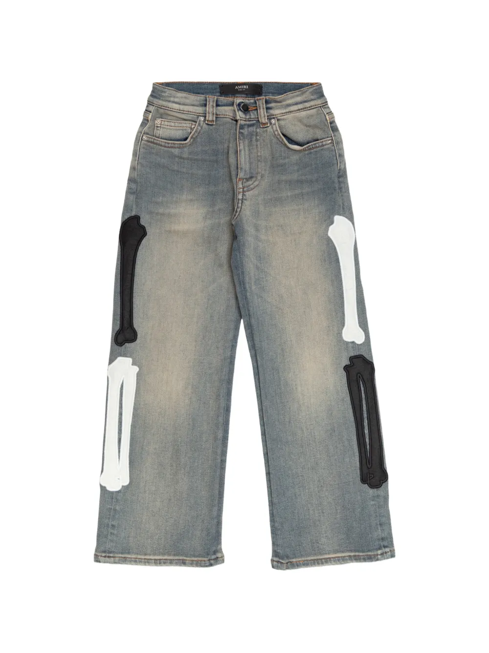 AMIRI KIDS bone appliqué jeans - Blu