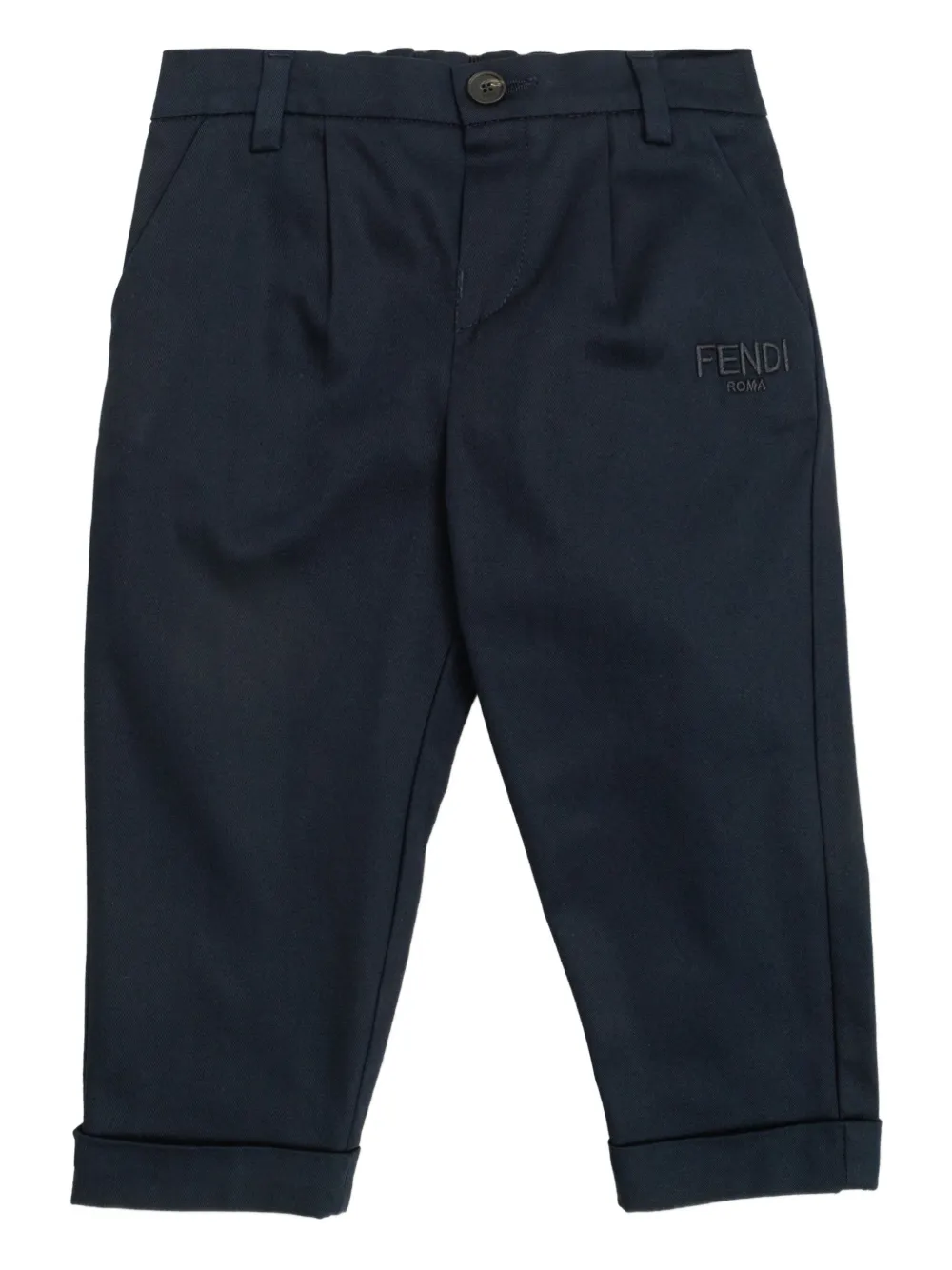 Fendi Kids logo waistband trousers - Blu