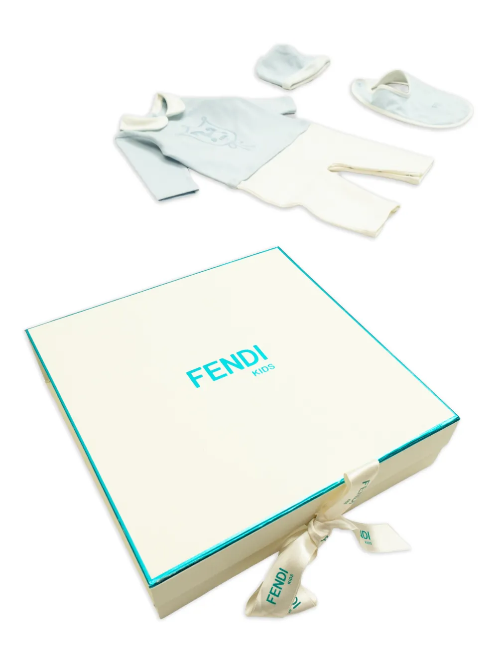Fendi Kids Romper met Peter Pan kraag Blauw
