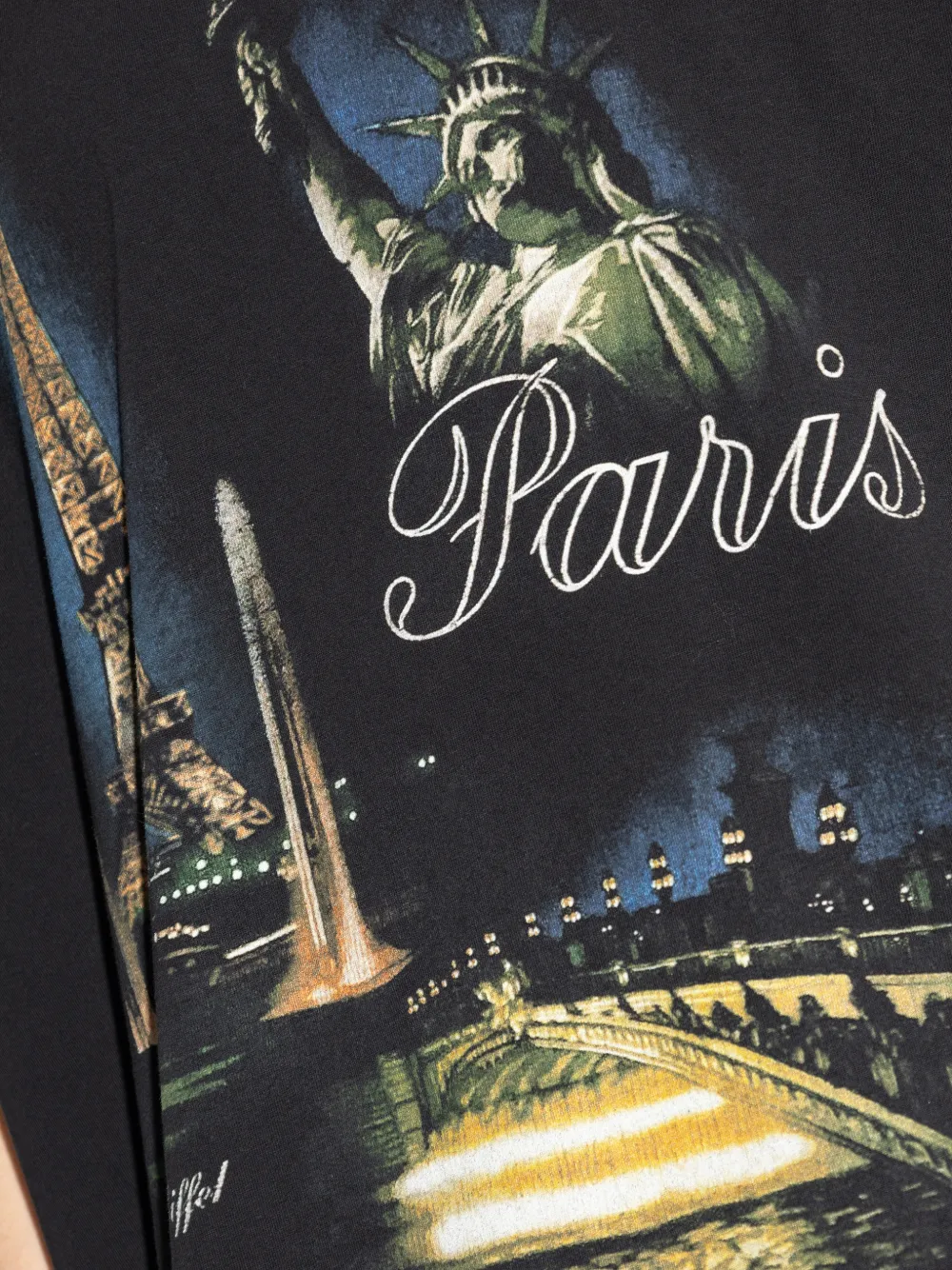 VETEMENTS T-shirt met Eiffeltoren-print Zwart