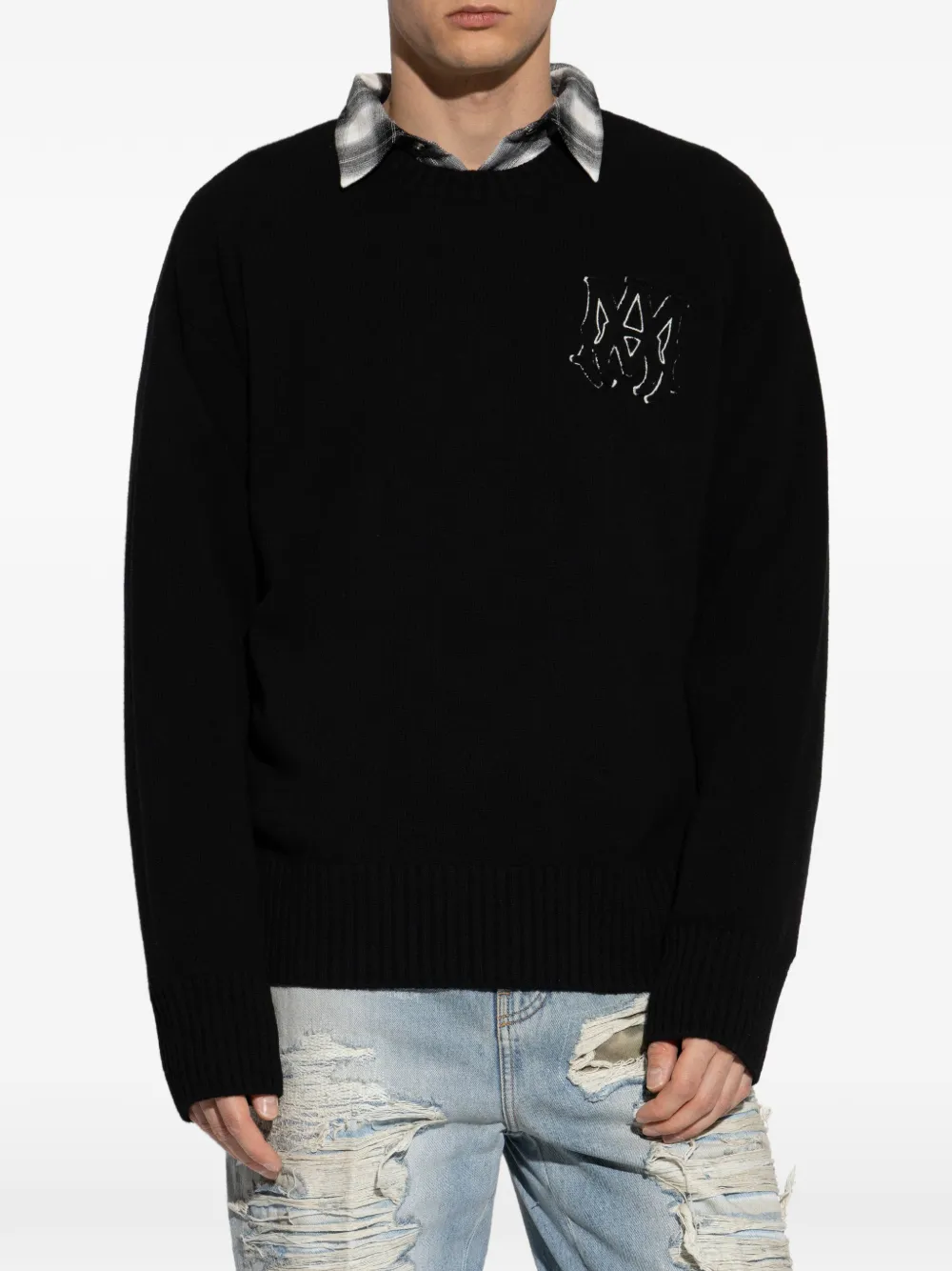  Amiri Pull Col Rond Ma - Noir 