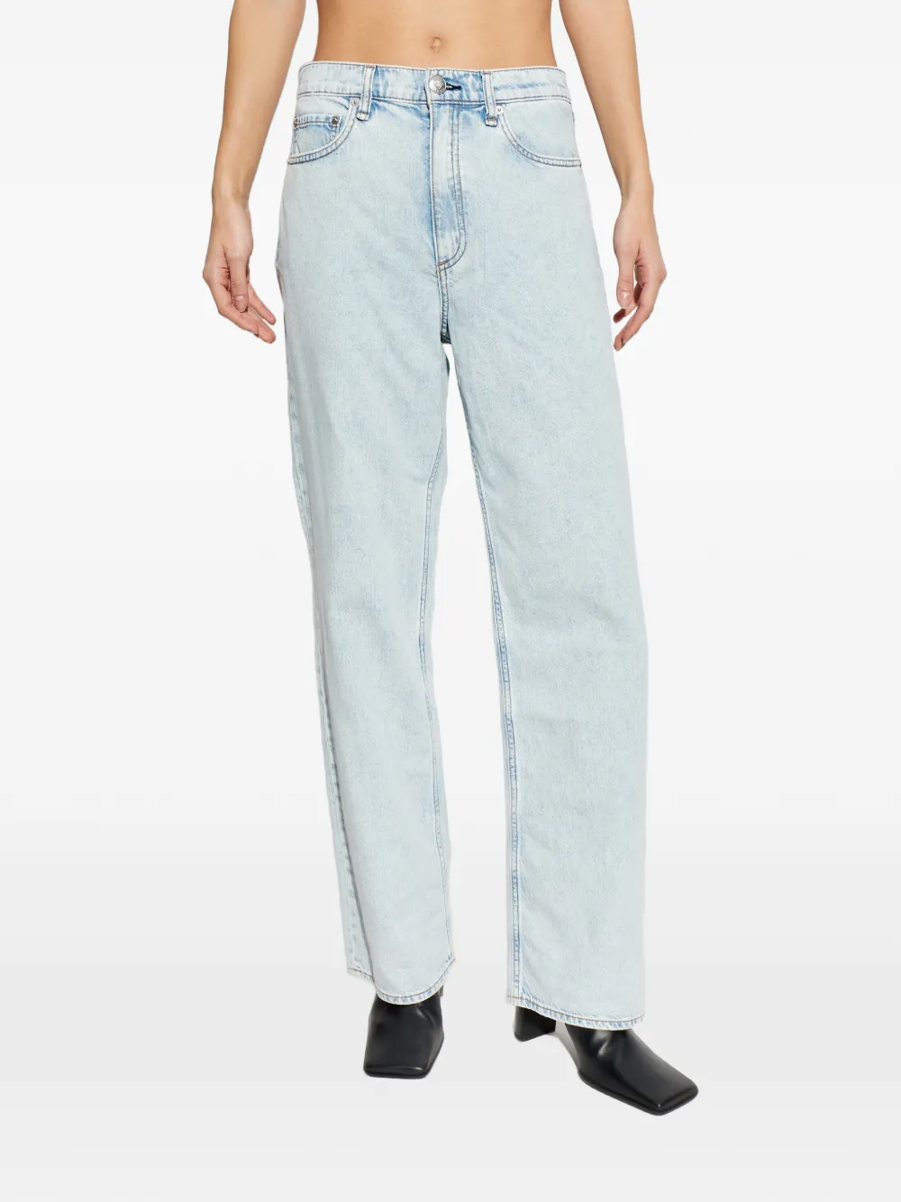  Rag & Bone Vaqueros Con Parche Del Logo - Azul 
