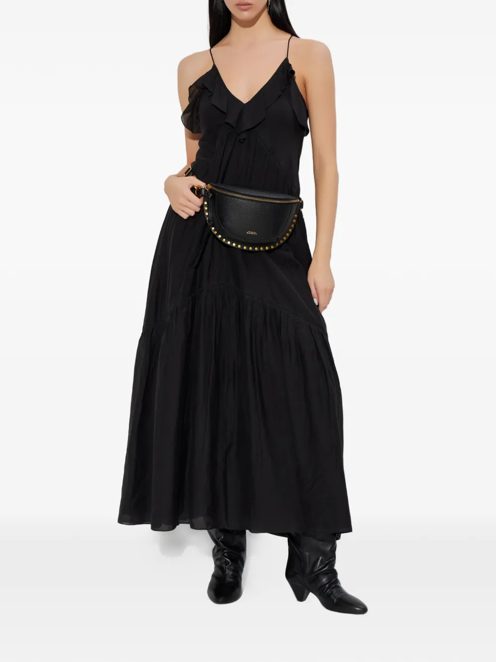 MARANT ÉTOILE Vasma ruffled V-neck maxi dress - Zwart