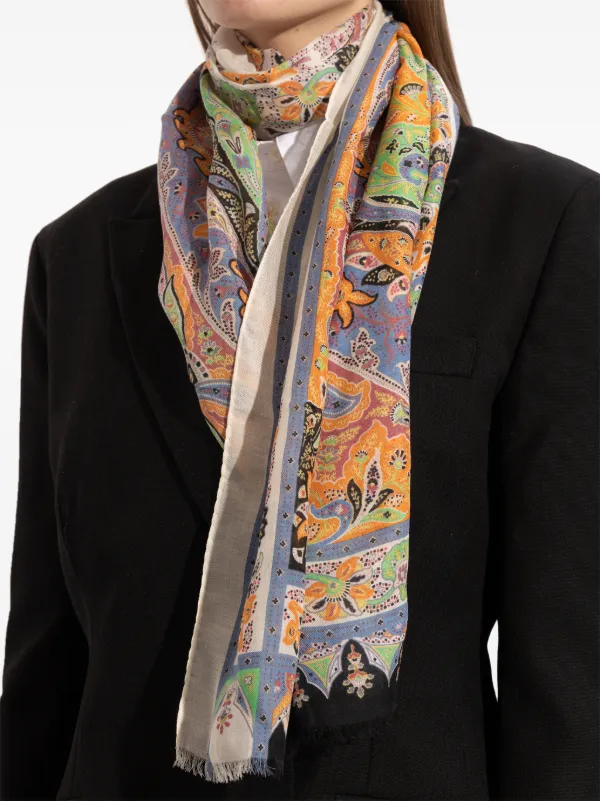 ETRO ペイズリー スカーフ | オレンジ | FARFETCH JP