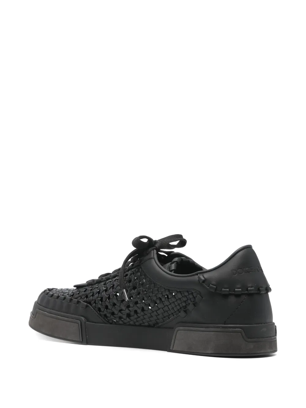 Pre-owned Dolce & Gabbana Portofino Yacht Leather Sneakers In Black
