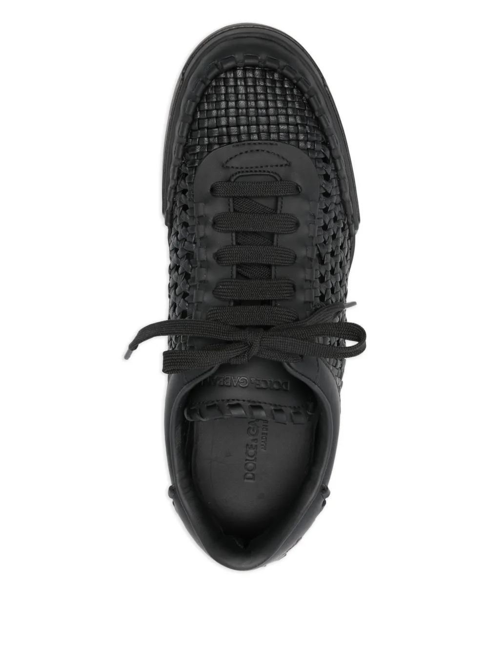 Pre-owned Dolce & Gabbana Portofino Yacht Leather Sneakers In Black