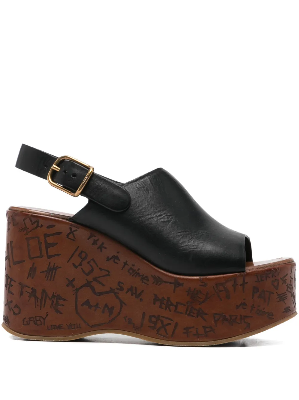 Chloé Pre-Owned wedge-sole sandals | Black | Image 1