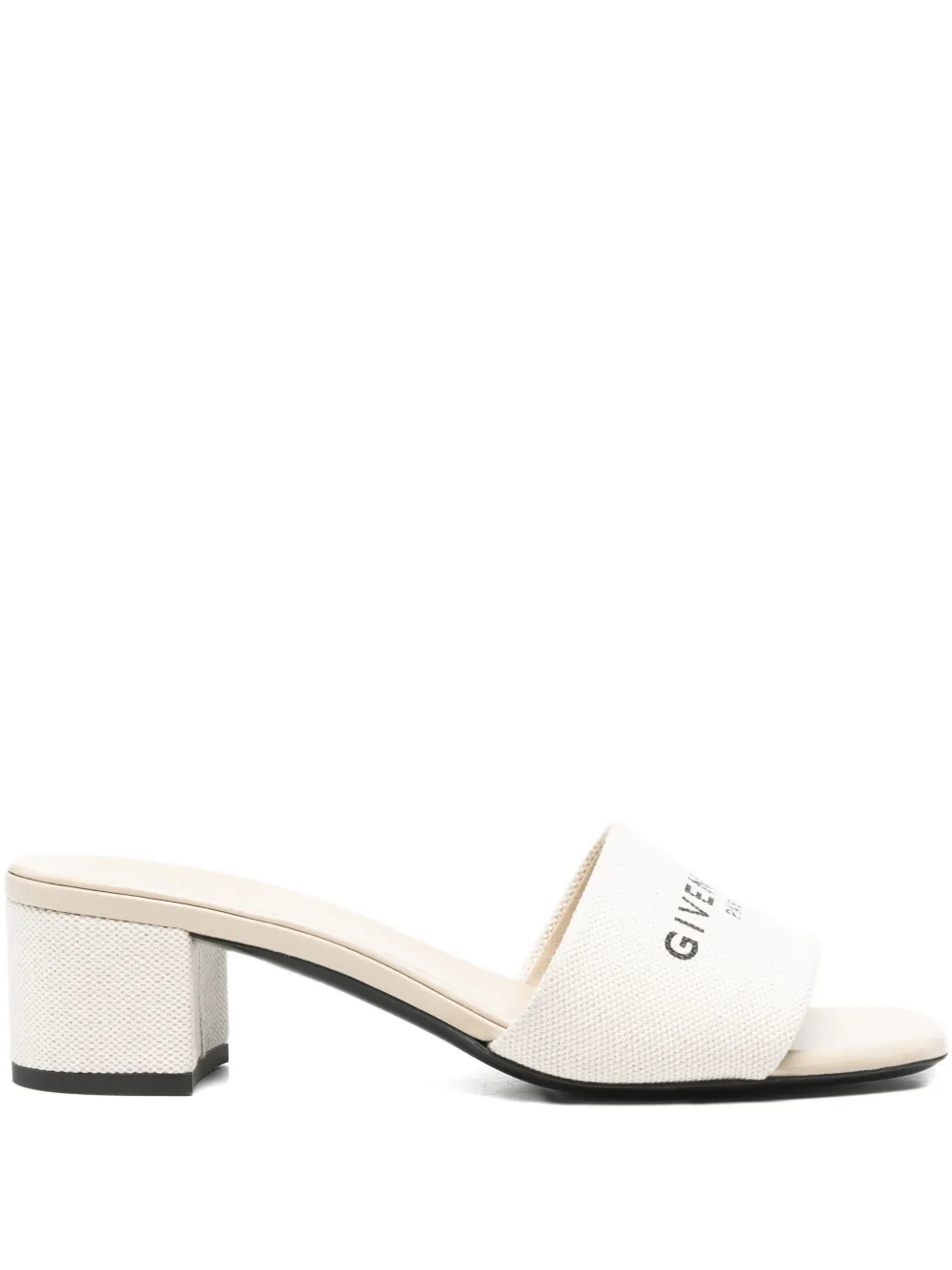 Pre-owned Givenchy 4g Logo-print Canvas Mules In Neutral