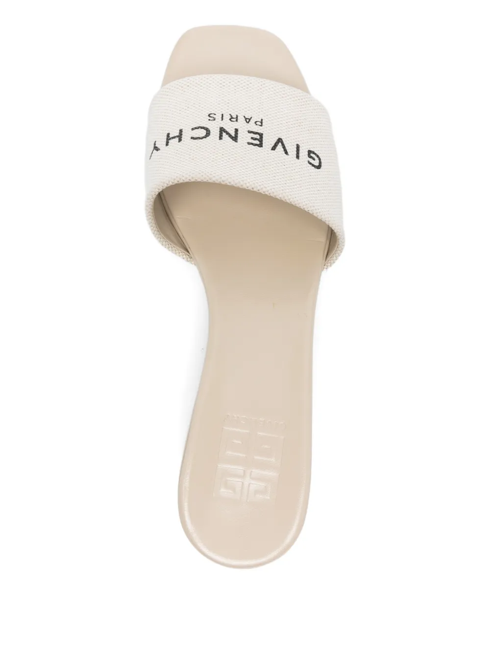 Pre-owned Givenchy 4g Logo-print Canvas Mules In Neutral