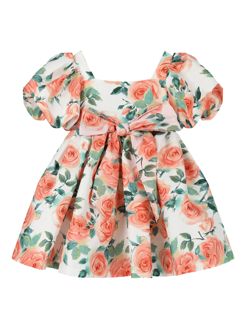 MAMA LUMA KIDS Abito in raso a fiori - Bianco