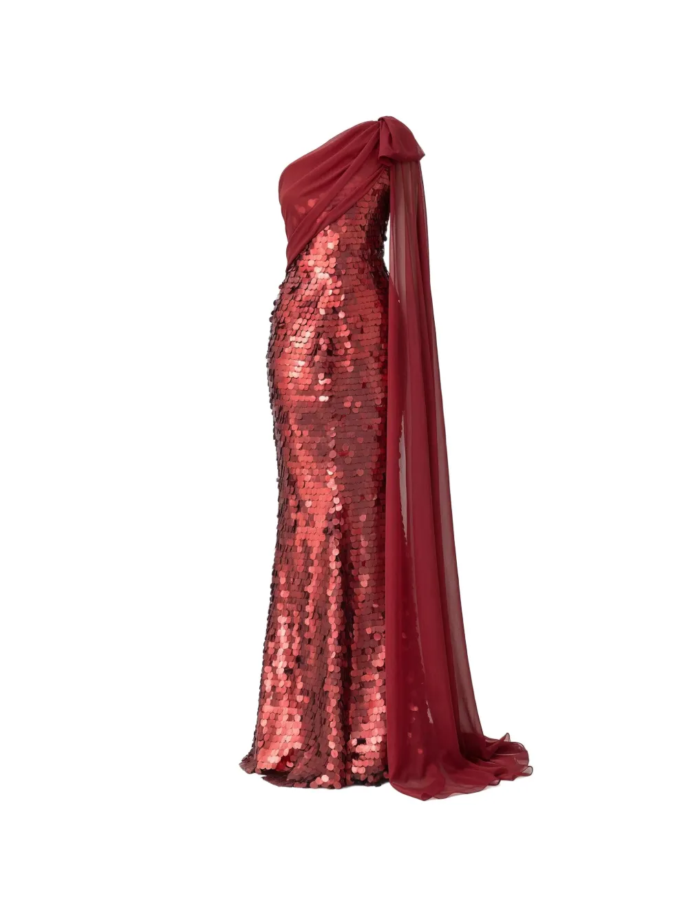 Gemy Maalouf Abito lungo con paillettes - Rosso