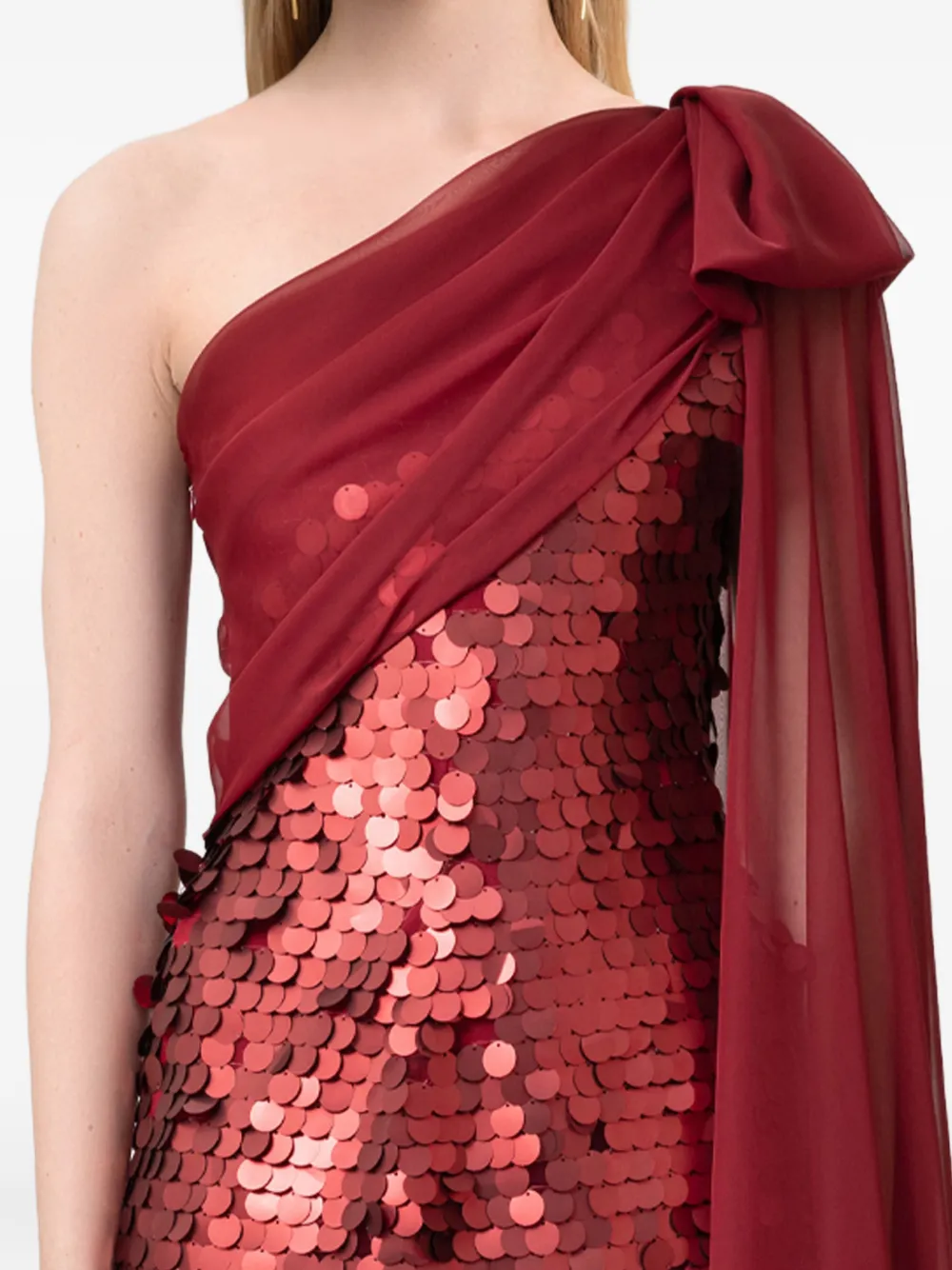 Gemy Maalouf Maxi-jurk met capemouwen en pailletten Rood