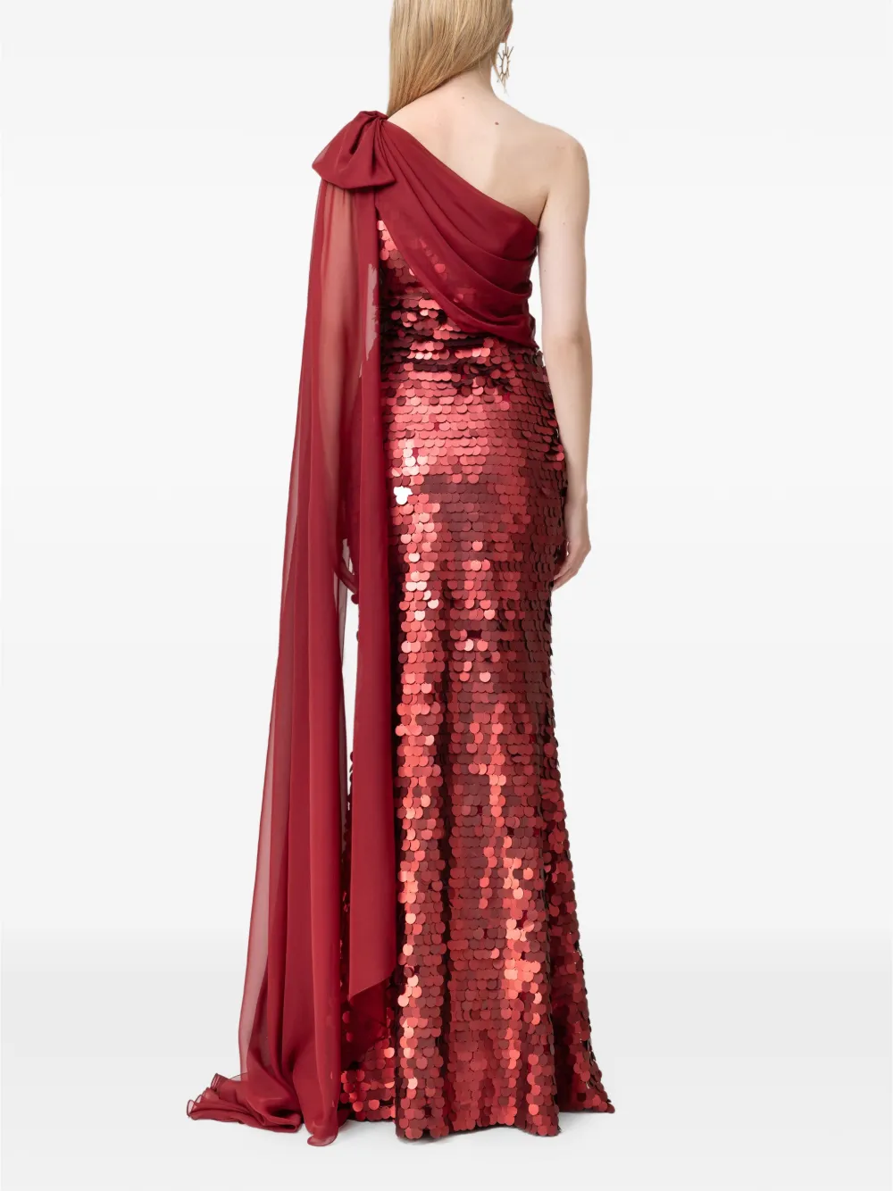 Gemy Maalouf Maxi-jurk met capemouwen en pailletten Rood