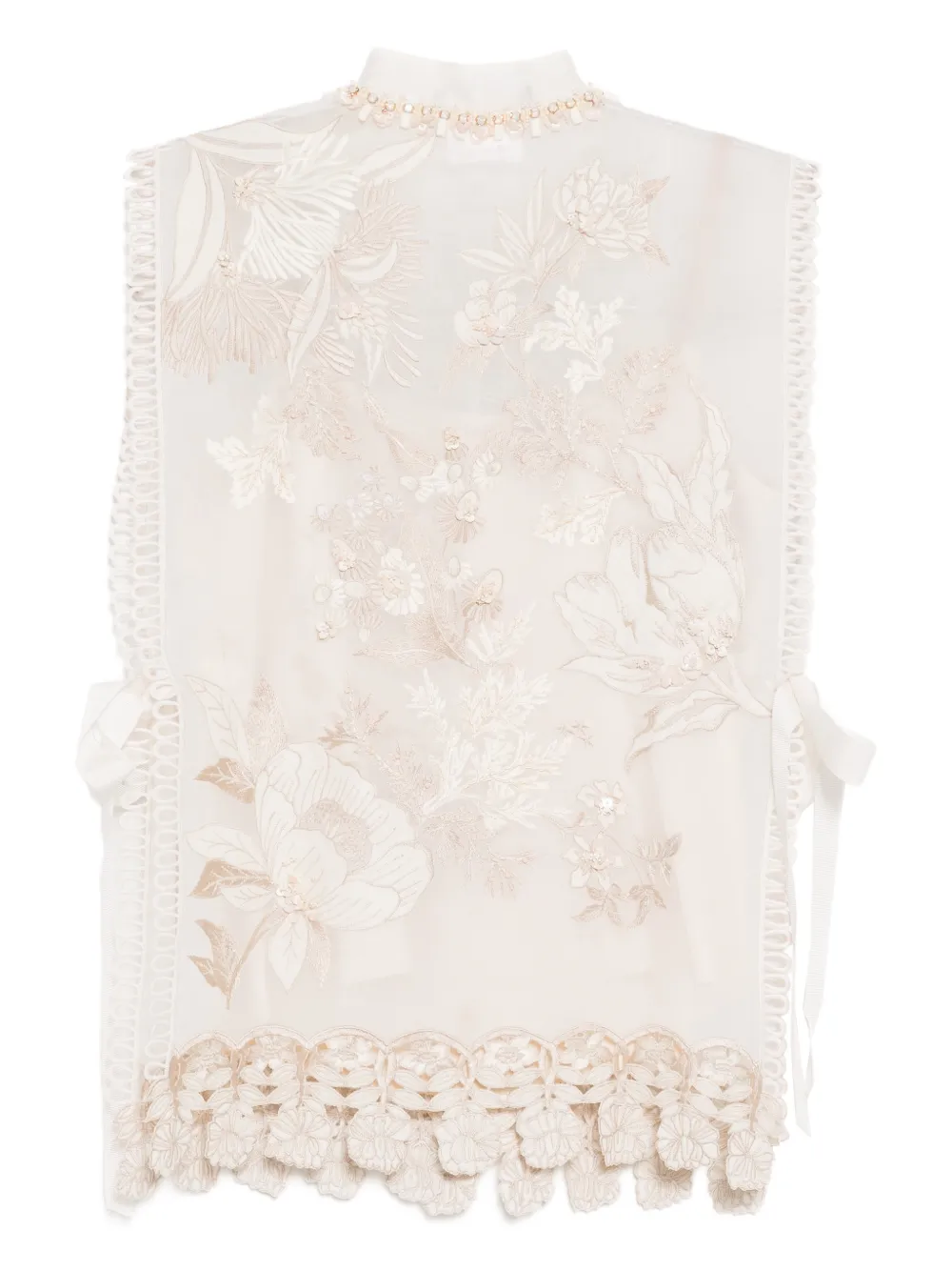  Biyan Floral-embroidered Vest - Neutrals 