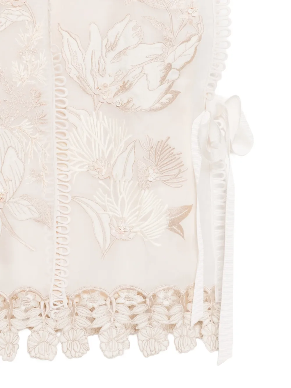  Biyan Floral-embroidered Vest - Neutrals 