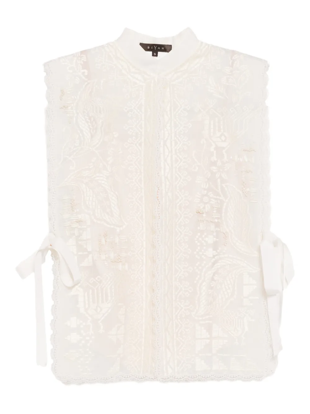 Biyan graphic-embroidered vest - Nude