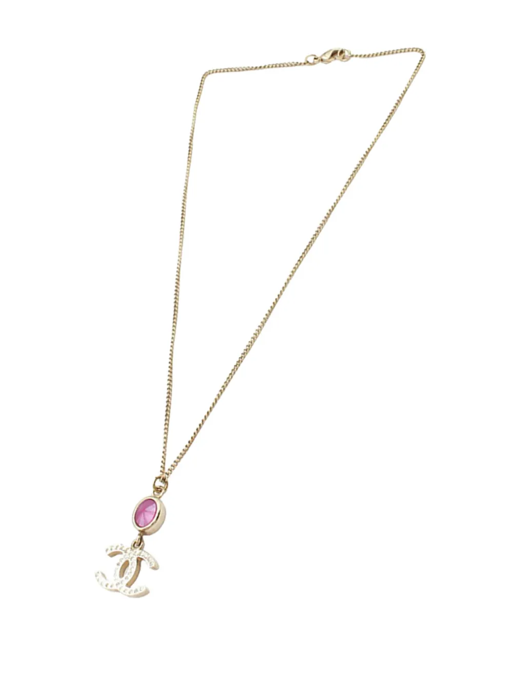 CHANEL Pre-Owned 2020 CC Gold Plated Rhinestone Pendant Necklace costume necklace - Oro