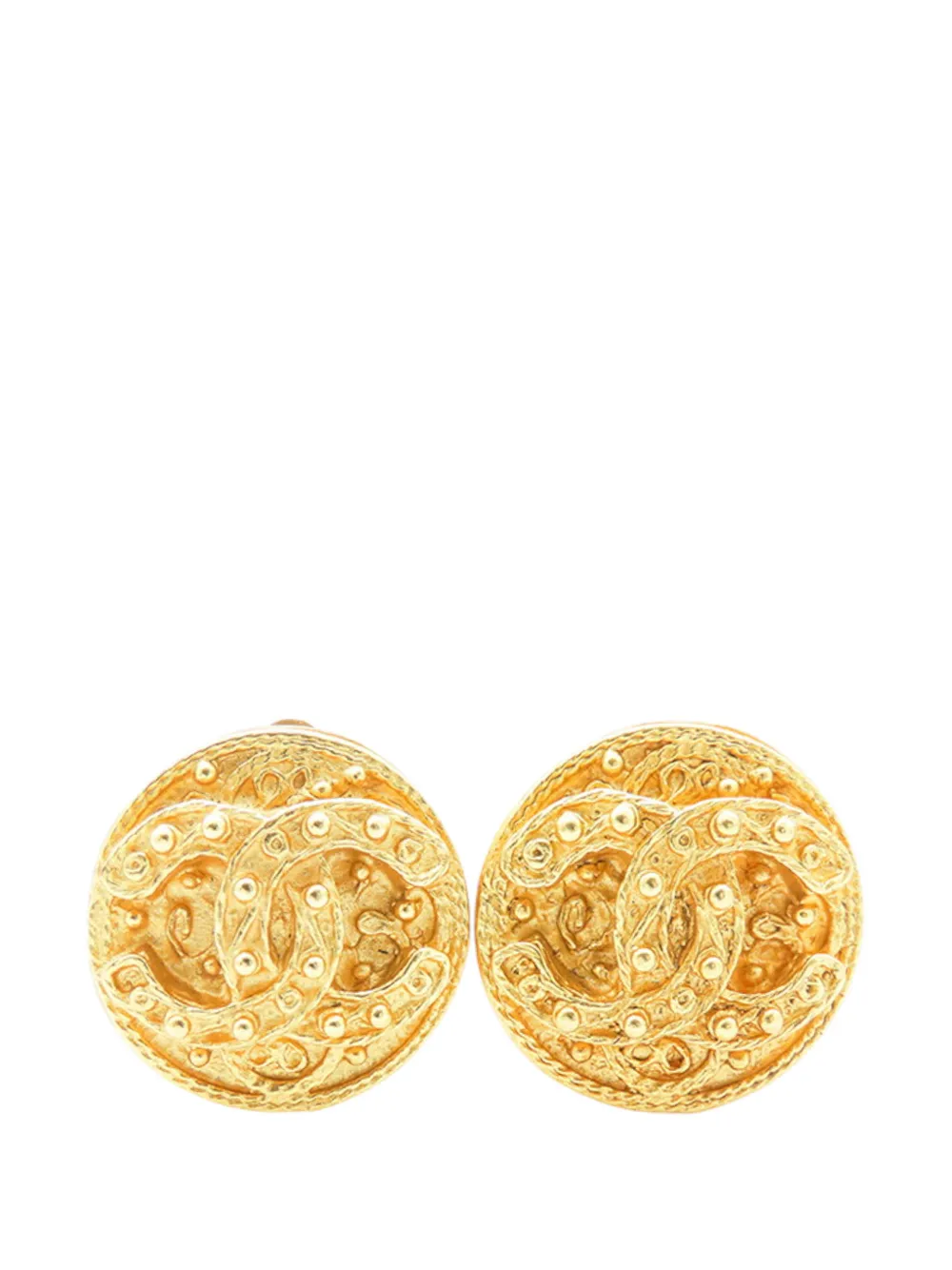 CHANEL Pre-Owned 1994 CC Gold Plated Round Clip On Earrings costume earrings - Oro
