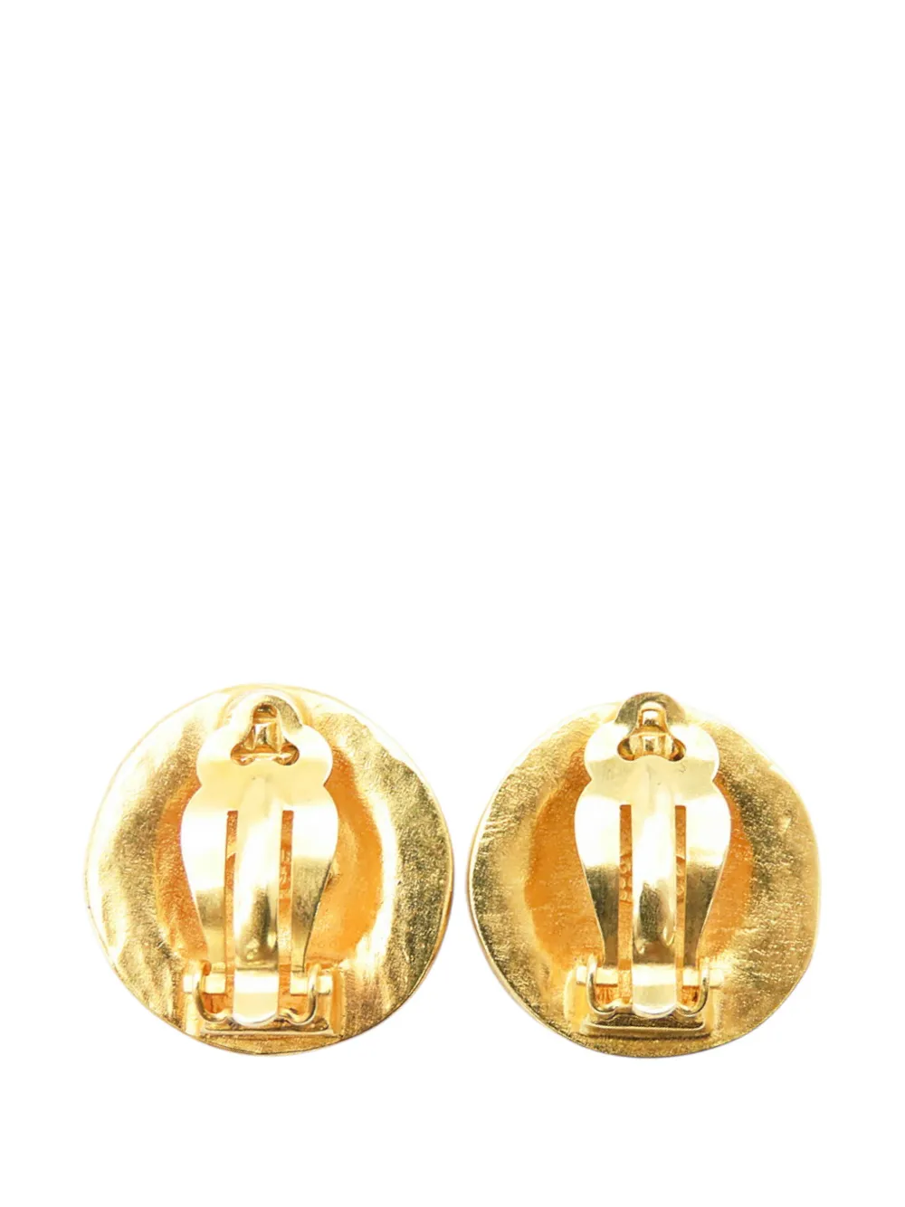 CHANEL Pre-Owned 1994 CC Gold Plated Round Clip On Earrings costume earrings | Image 2