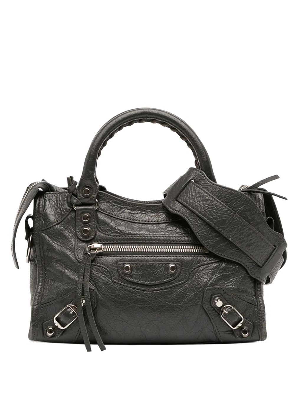 Balenciaga Pre-Owned 2017 Mini Lambskin Motocross Classic City satchel - Nero