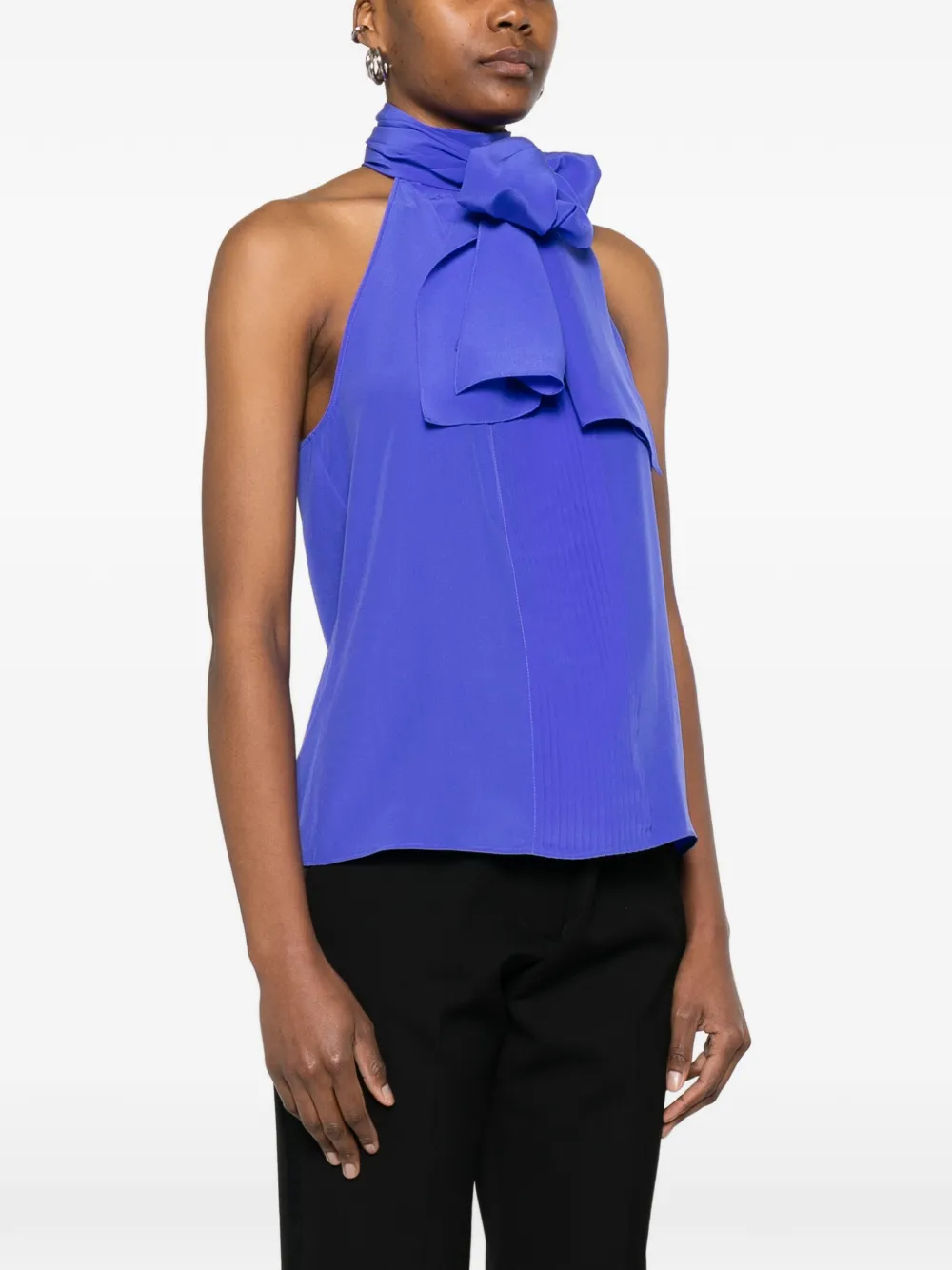  Tom Ford Pleated Tie Neck Top - Purple 