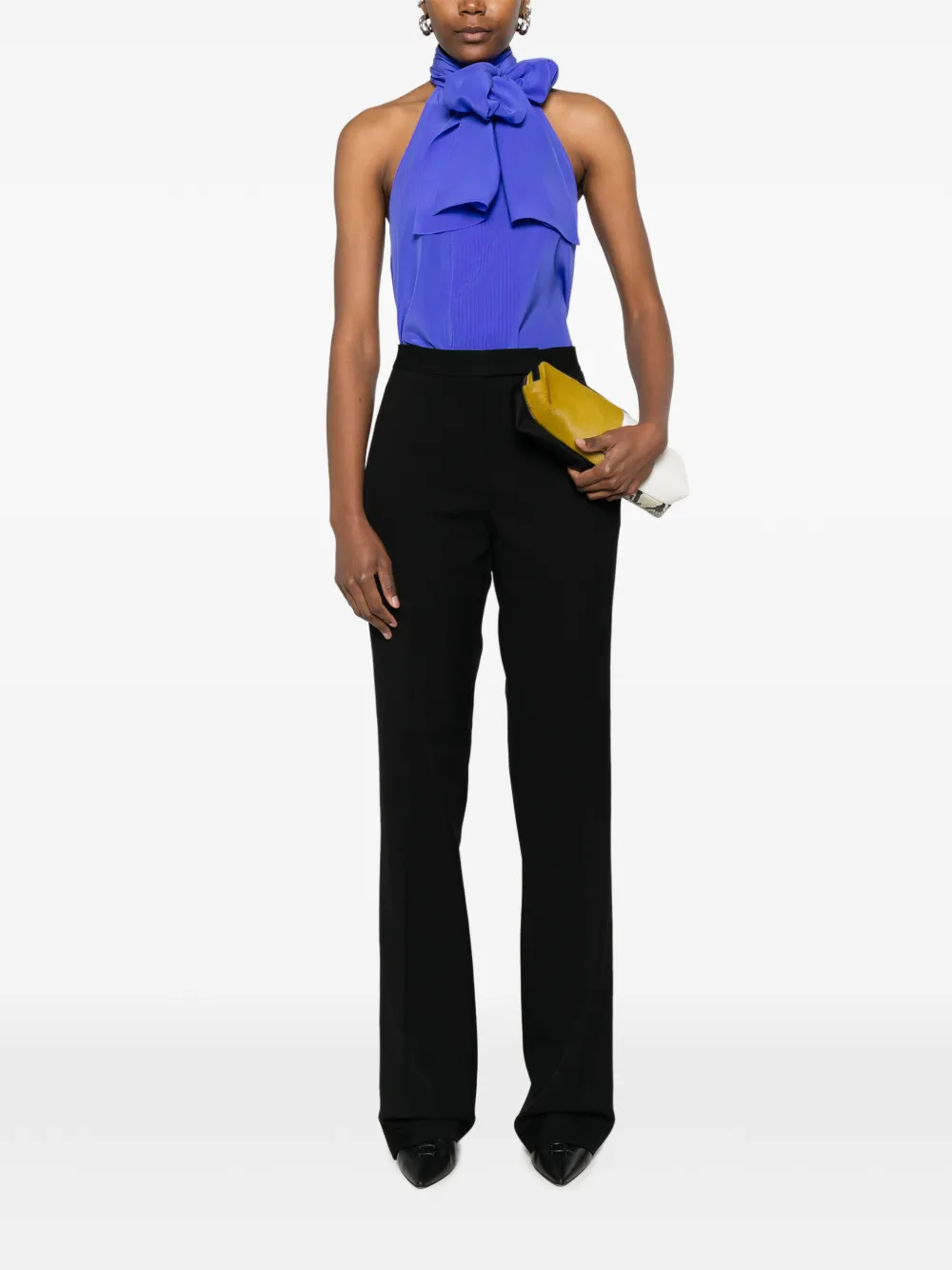  Tom Ford Pleated Tie Neck Top - Purple 