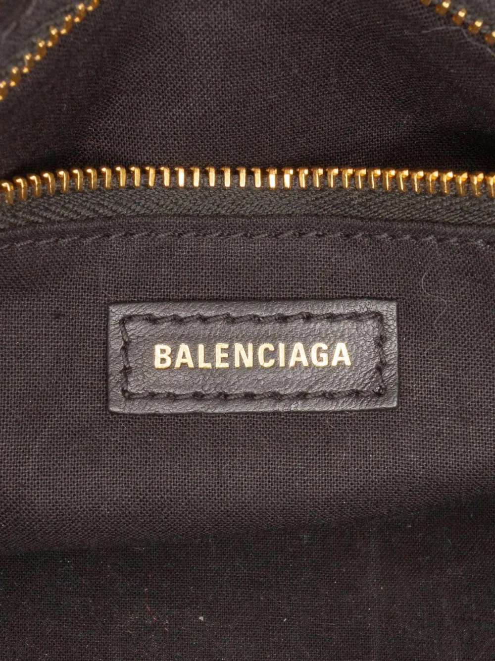 BALENCIAGA Pre-owned 2021 Mini Croc Embossed Calfskin Motocross Classic Metallic Edge City Satchel In Brown