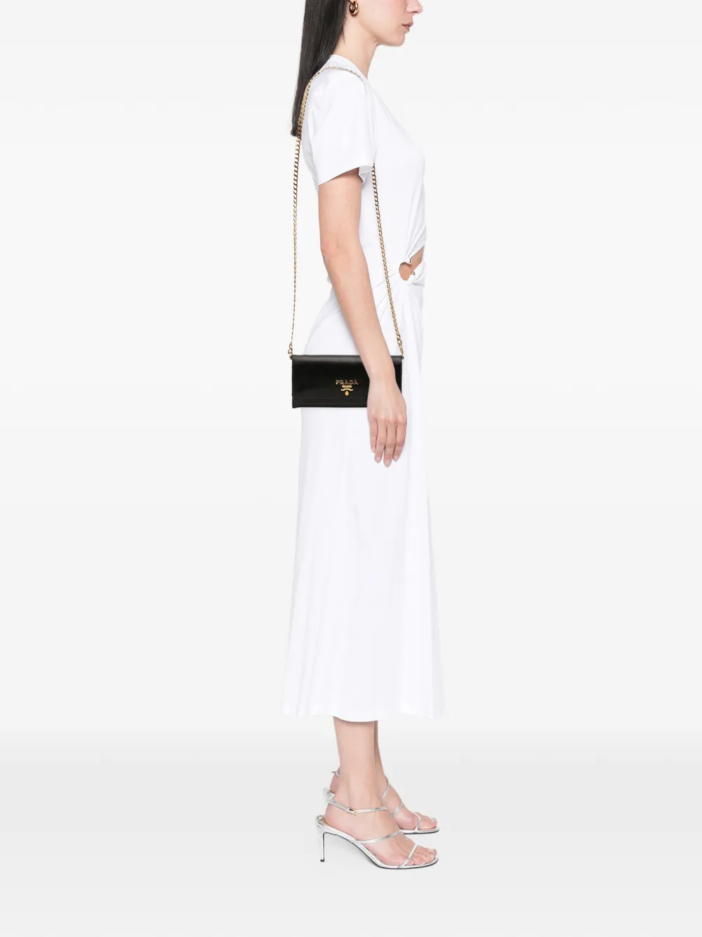 PRADA Pre-owned 2013-2025 Vitello Move Wallet On Chain Crossbody Bag In Black