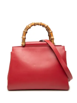 GUCCI バック Gucci Pre-Owned 2016-2025 Small Leather Bamboo Nymphaea Satchel