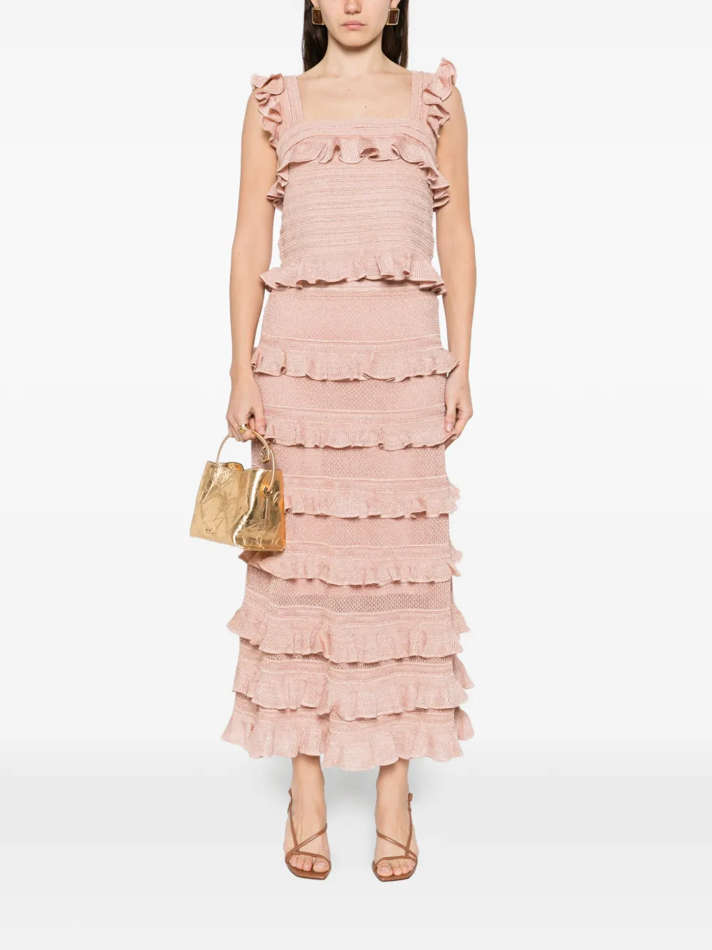 ZIMMERMANN ruffled maxi skirt - Roze