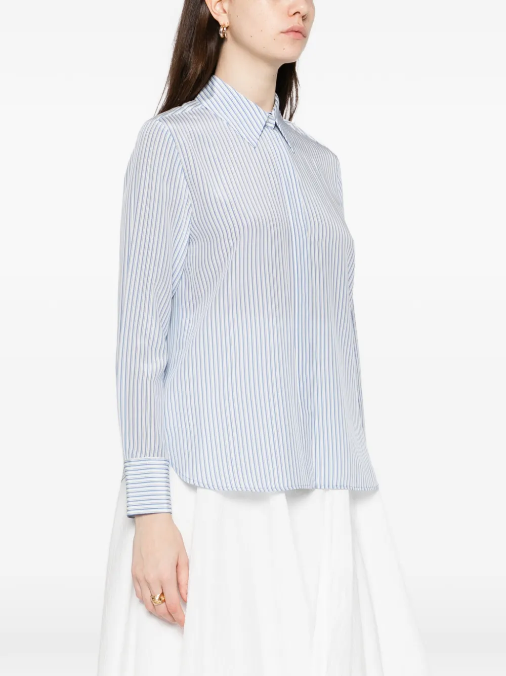 Max Mara Flirt Striped Button Shirt In White