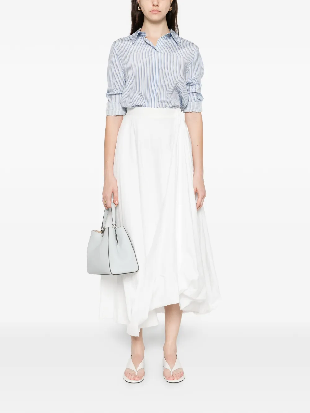 Max Mara Flirt Striped Button Shirt In White