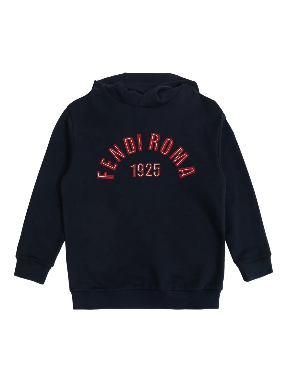 Fendi Kids embroidered logo-sleeve hoodie - Blu
