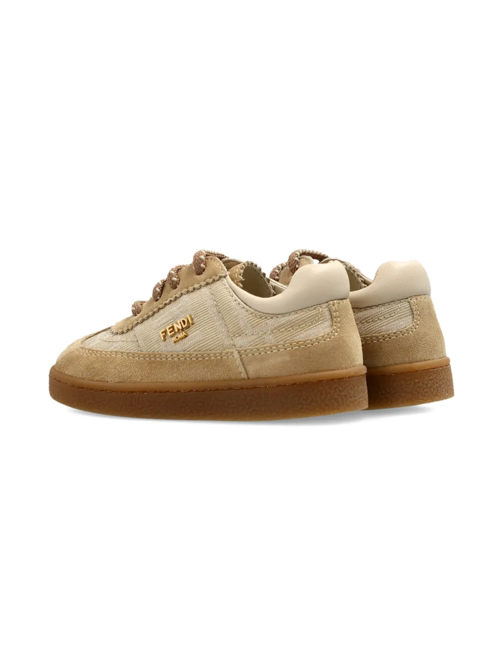 Fendi Kids panelled lace-up sneakers Beige