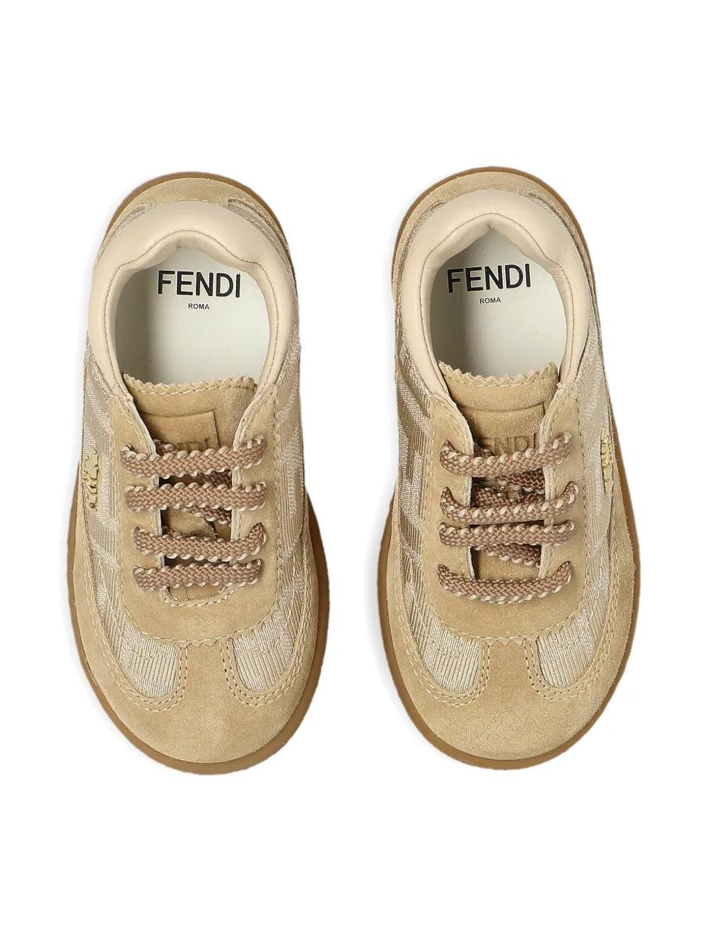 Fendi Kids panelled lace-up sneakers Beige