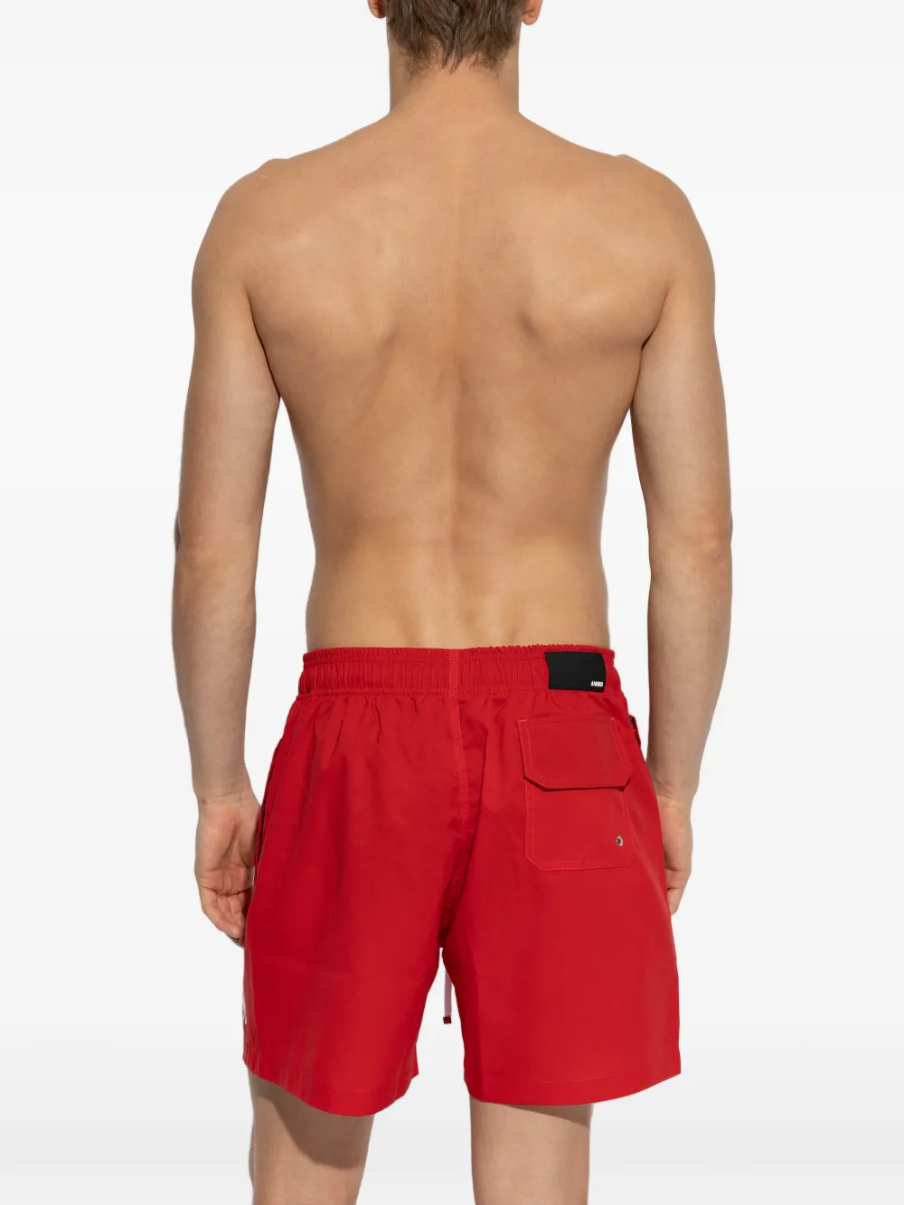  Amiri Logo Drawstring Swim Shorts - Red 
