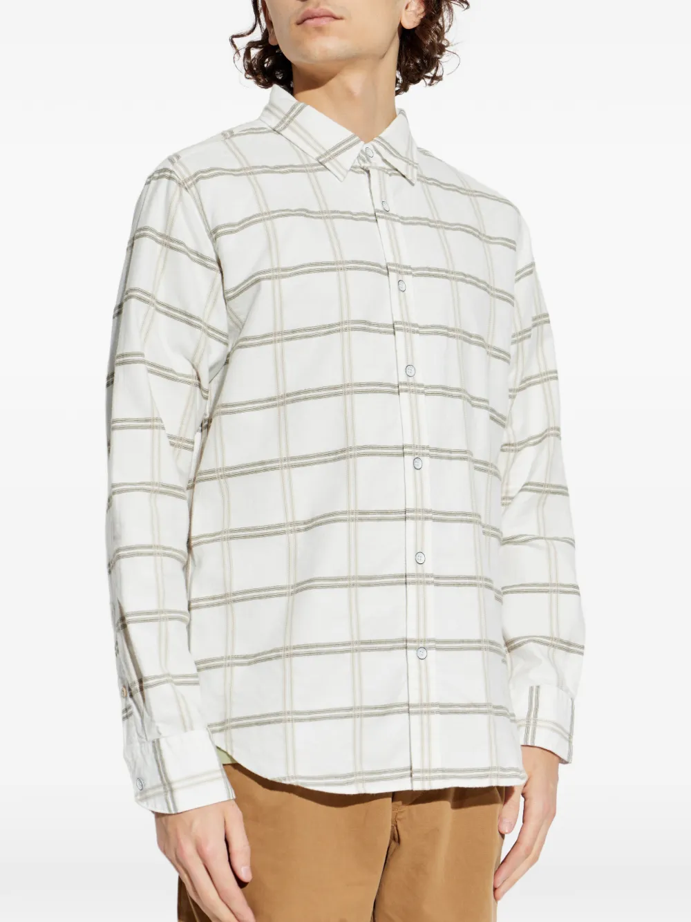 Plaid-Pattern Button-Fastening Shirt