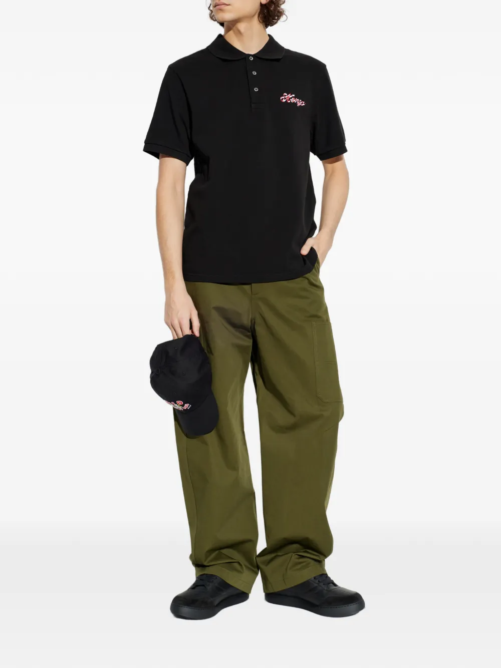 Kenzo logoembroidery short-sleeve polo shirt - Zwart