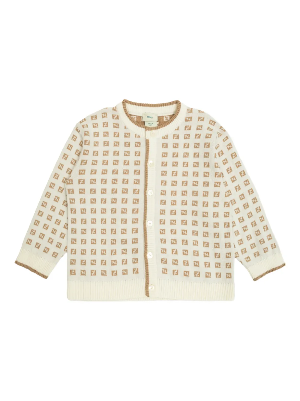 Fendi Kids logo-pattern cardigan - Toni neutri